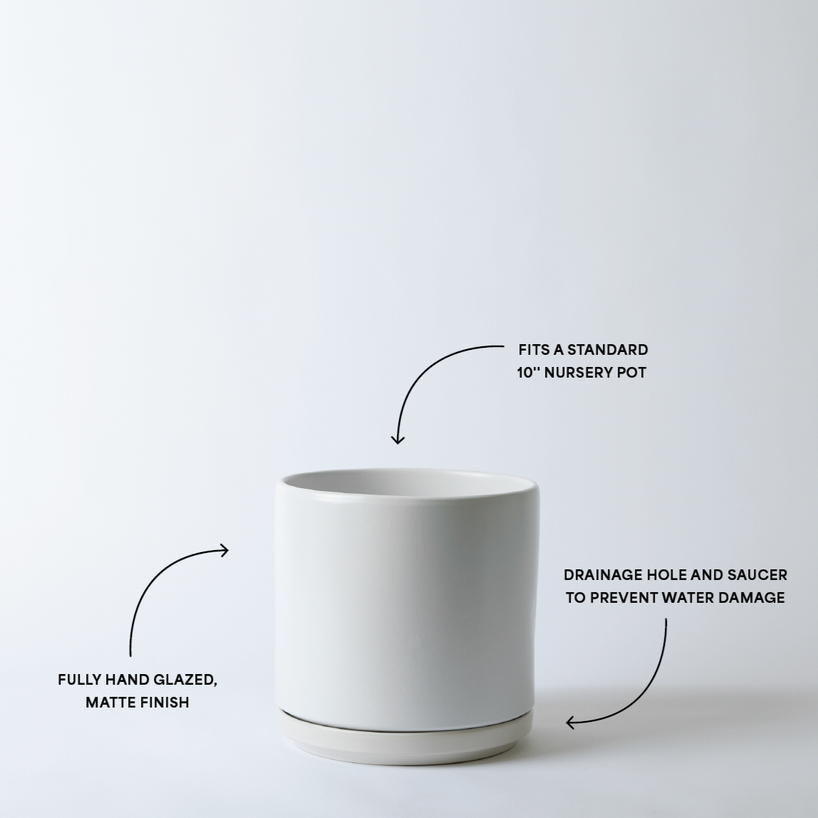 Solid Goods 10 Inch Ceramic Cylinder with Saucer